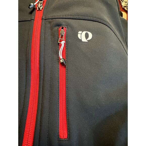Pearl Izumi Elite Black Red Softshell Cycling Fleece Lined Full Zip Jacket Sz L - Picture 4 of 7